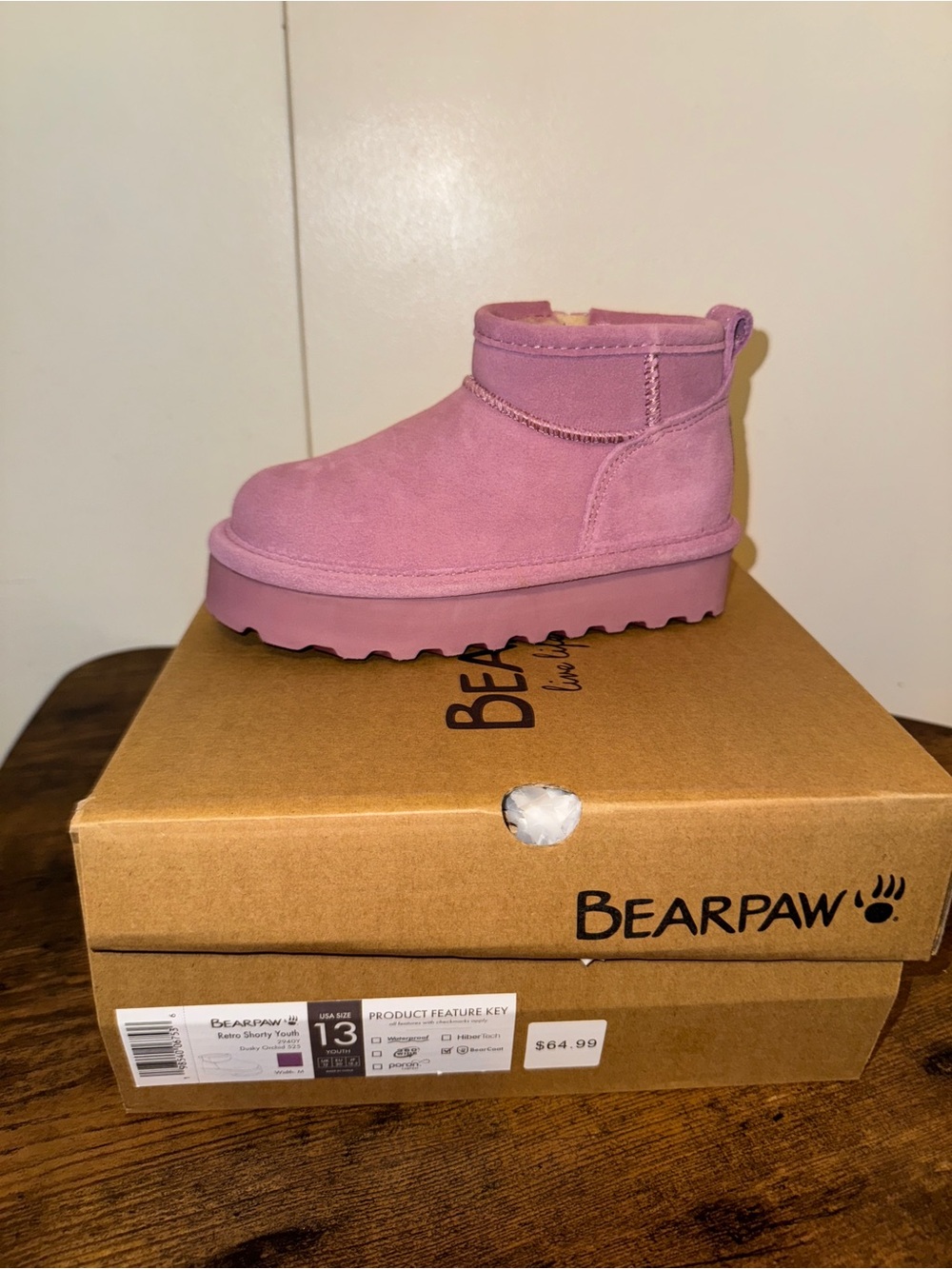 Bearpaw youth girls short booths sz13